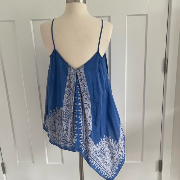 Anthropologie Silk HD in Paris Moonset scarf silk tank top size 4 - Picture 4 of 6